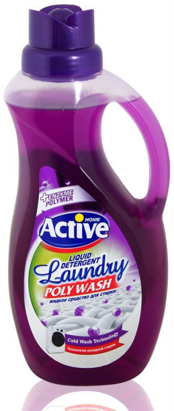 ACTIVE Гель-концентрат для стирки белья универсальный "Poly Wash" 1500 мл, гипоаллергенный, технология холодной стирки (9) 511601402