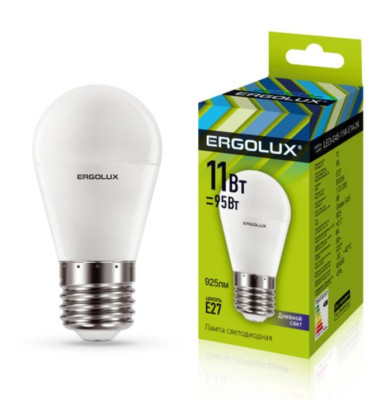 ERGOLUX (13632) LED-G45-11W-E27-6K (Эл.лампа светодиодная Шар 11Вт E27 6500K 172-265В)