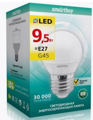 SMARTBUY (SBL-G45-9_5-30K-E27) G45-9.5W/3000/E27 (10)