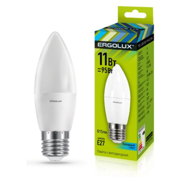 ERGOLUX (13622) LED-C35-11W-E27-4K (Эл.лампа светодиодная Свеча 11Вт E27 4500K 172-265В)