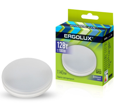 ERGOLUX LED-GX53-12W-GX53-6K (Эл.лампа светодиодная 12Вт GX53 6500К 180-280В)