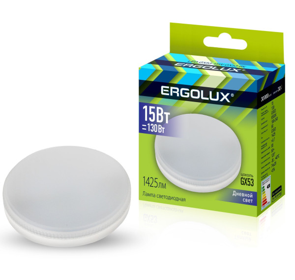 ERGOLUX (14240) LED-GX53-15W-GX53-6K (Эл.лампа светодиодная 15Вт GX53 6500К 180-240В)