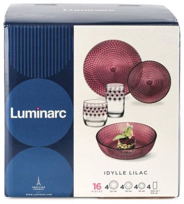 LUMINARC ИДИЛЛИЯ ЛИЛАК 16пр со стаканами РОМБ ЛИЛАК 310мл S1302