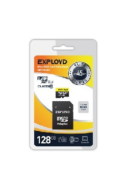 EXPLOYD MicroSDXC 128GB Class10 + адаптер SD (45MB/s)