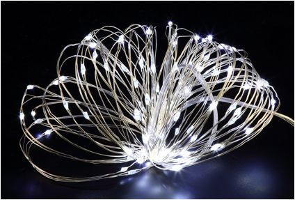FUNRAY "Нить", SE-STRING-550W, 5м, 50 LED, холодный белый, 3*АА, серебр. шнур 0,3м,