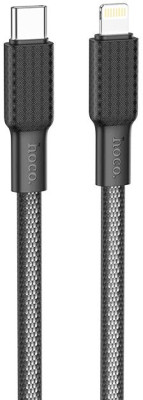 HOCO (6931474760180) X69ia USB 2.4A PD 20W для Lightning 8-pin Type-C , нейлон 1м- черны/белый