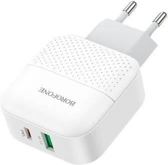 BOROFONE (6931474727343) BA46A White СЗУ 1USB 3.0A QC3.0 быстрая зарядка