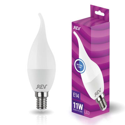 REV 32517 8 LED FC37 Е14 11W, 4000K, нейтральный свет, свеча на ветру