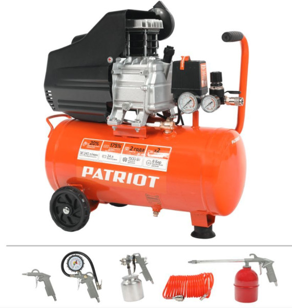 PATRIOT 525306366 EURO 24 240K Компрессор поршневой масляный