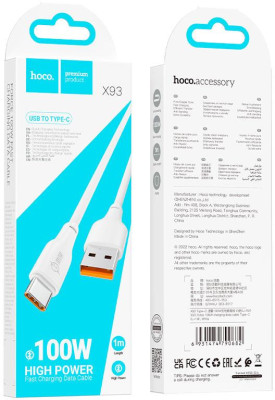 HOCO (6931474790729) X93aa 100W USB 3.0A 100W для Type-C Type-C ,2м - белый