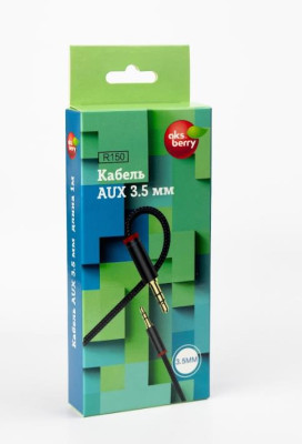 AKSBERRY (6900209120018) R150, jack 3.5mm-jack 3.5mm, круглый в тканевой оплетке,1м , черный