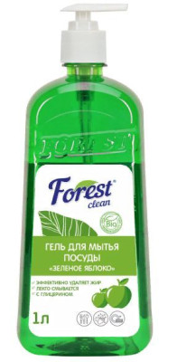FOREST CLEAN Гель для мытья посуды "Зеленое яблоко" 1 л