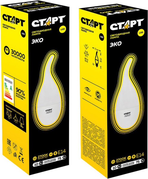 СТАРТ (17267) LEDFlameE14 10W 30 WS черный