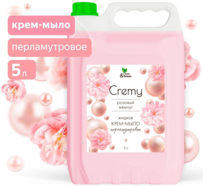 CLEAN&AMP;GREEN Крем-мыло жидкое с перламутром "Cremy" розовый жемчуг увлажняющее 5 л. Clean&Green CG8356