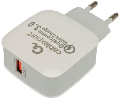 Cablexpert (21074) 18Вт, 3А, QC3.0, 1 порт USB, белый, пакет