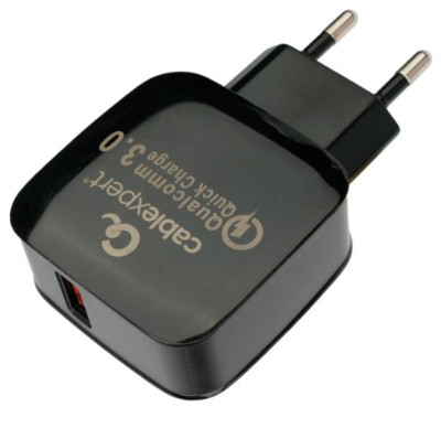 Cablexpert (21073) 18Вт, 3А, QC3.0, 1 порт USB, черный, пакет
