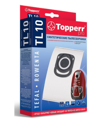 TOPPERR 1428 TL10 Пылесборник синтетический для пылесоса Tefal, Rowenta (ZR200540,.720,.940) 4 шт.в ед.