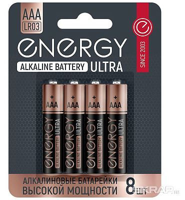 ENERGY Батарейка алкалиновая Energy Ultra LR03/8B (АAА) 104979