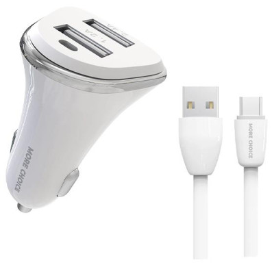 MORE CHOICE (4627151191423)AC22a АЗУ 2USB 2.4A для Type-C White