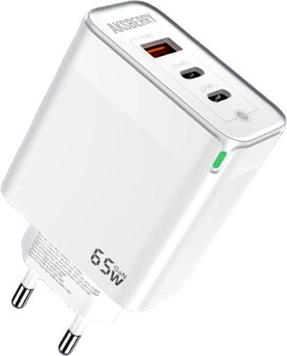 AKSBERRY (6974929200114) T50 USBC+USBC+ USBA QC3.0 65w (белый)