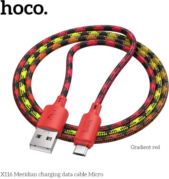 HOCO (6942007650816) X116m USB 2.4A для micro USB - 1 м , Gradient Red