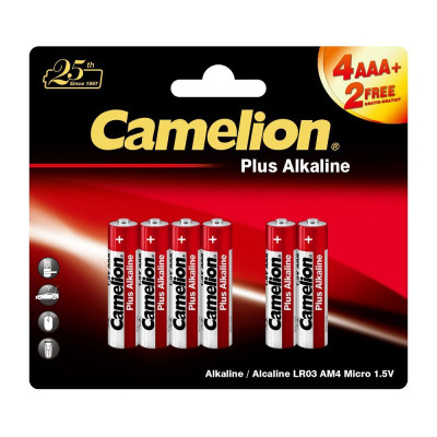 CAMELION (14112) LR03 PLUS ALKALINE 4+2 (4+2LR03-BP, батарейка,1.5В)