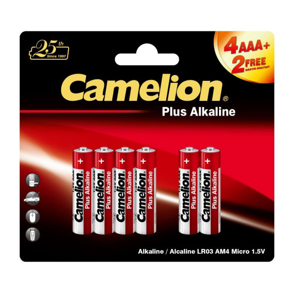 CAMELION (14112) LR03 PLUS ALKALINE 4+2 (4+2LR03-BP, батарейка,1.5В)