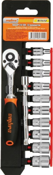 OMBRA 911412 Набор торцевых головок и аксессуаров 1/4"DR, 12 предметов