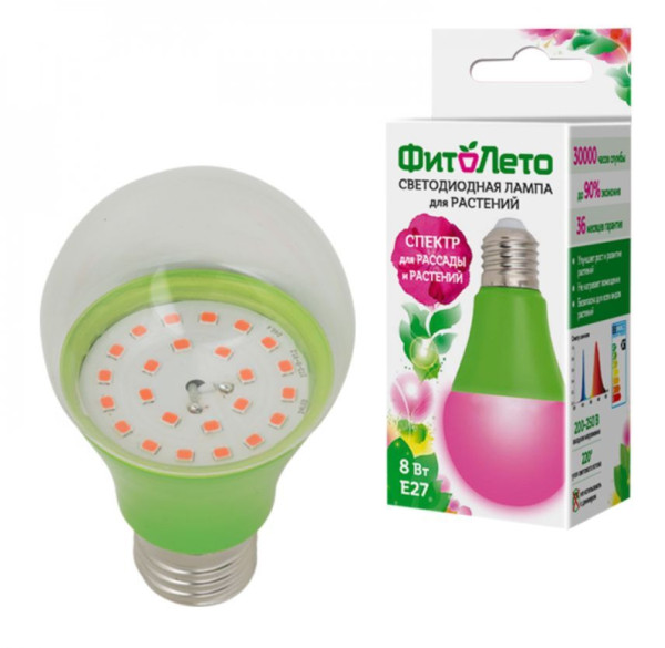 UNIEL UL-00004581 для растений LED-A60-8W/SPSB/E27/CL PLP30GR