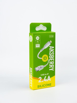 AKSBERRY (6972969383132) X156 Silicone iPhone 2,4A. 1M. (белый)