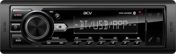 ACV AVS-401UBW (1din/База 36мм/белая/Bluetooth/USB/TYPE-C/AUX/SD/FM/4*50)