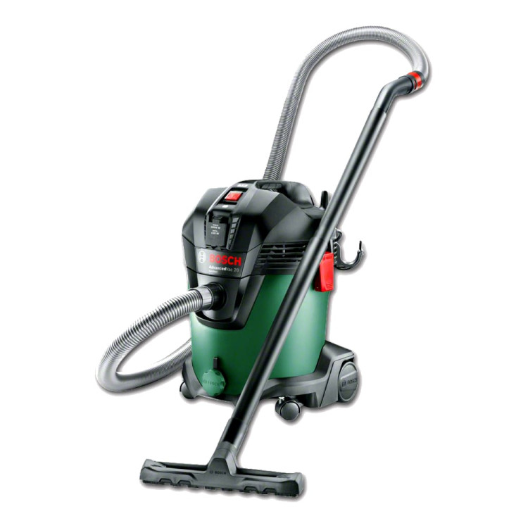 Строительный пылесос Bosch AdvancedVac20 зеленый, 300/1200 Вт, уборка сухая/влажная, пылесборник мешок/контейнер, 20 л