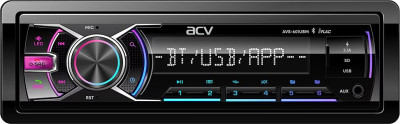 ACV AVS-601UBM (1din/мультицвет/BT/2 USB/AUX/SD/FM/3RCA/SUB/5 зон подсветки/4*50)