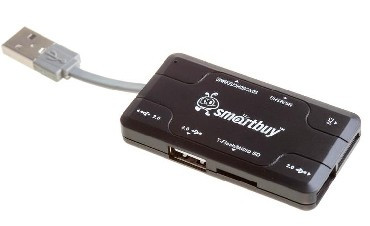 SMARTBUY SBRH-750-K хаб + картридер черный
