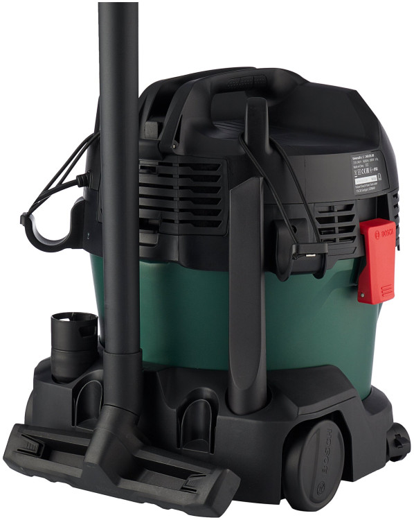 Строительный пылесос Bosch UniversalVac15 зеленый, 1000 Вт, уборка сухая/влажная, пылесборник контейнер, 15 л