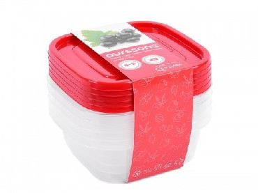 OURSSON CP2581S/RD наб. контейнеров квадрат. 5шт.х0,5л