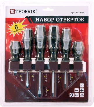 THORVIK SDS06BC Набор отверток стержневых на держателе, 6 предметов