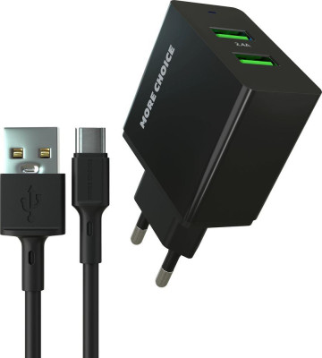 MORE CHOICE (4610196409899) NC11a СЗУ 2USB 2.4A для Type-C Black