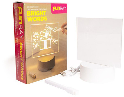 FUNRAY "BRIGHT WORDS",наст.,акр.ст.,шнур USB,цвет:тепл.бел.,5LED,140*95*160мм,4,5В