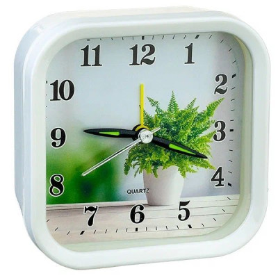 PERFEO (PF_C3111) Quartz часы-будильник "PF-TC-008", квадратные 9,5*9,5 см, белые