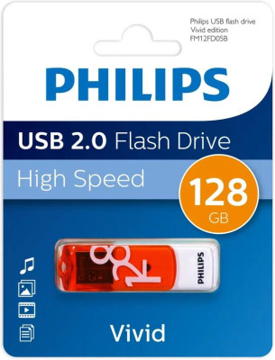 PHILIPS 128Gb VIVID2.0 Белый/Оранжевый (FM12FD05B/97)